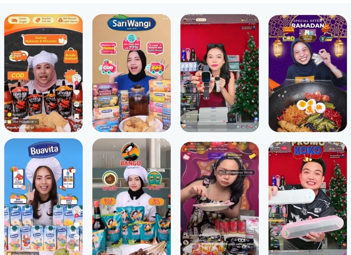 Sesi live commerce dengan host dan operator studio